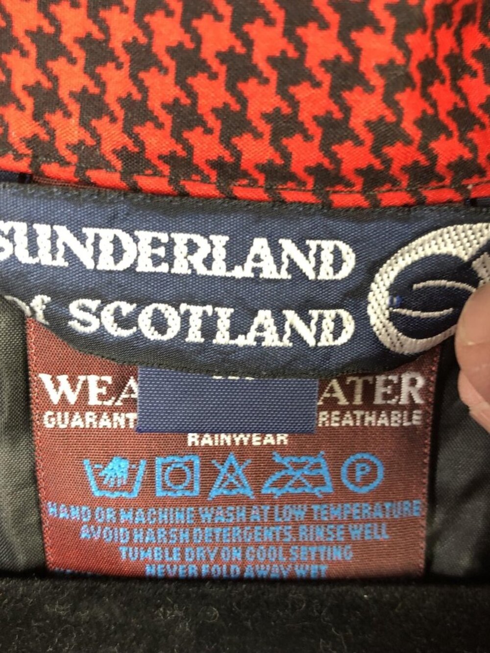 Vintage Sunderland Of Scotland Jacket Womens M Red Houndstooth Golf Windbreaker - Picture 5 of 16